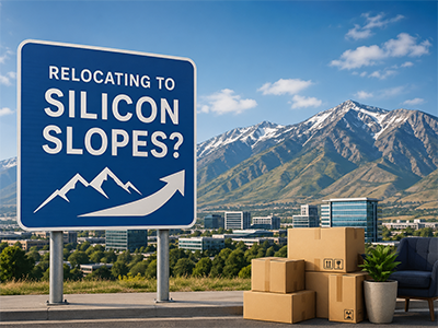Lehi, Utah skyline and tech campuses anchoring the Silicon Slopes corridor